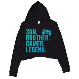 Funny Gaming Video Game Son Brother Gamer Legend Gift Crop Fleece Hoodie