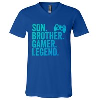 Funny Gaming Video Game Son Brother Gamer Legend Gift V-Neck T-Shirt