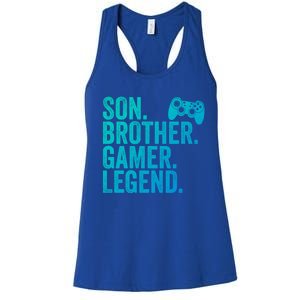 Funny Gaming Video Game Son Brother Gamer Legend Gift Women's Racerback Tank