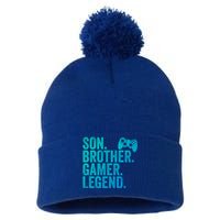 Funny Gaming Video Game Son Brother Gamer Legend Gift Pom Pom 12in Knit Beanie