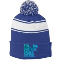 Funny Gaming Video Game Son Brother Gamer Legend Gift Stripe Pom Pom Beanie