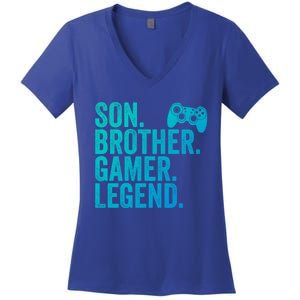 Funny Gaming Video Game Son Brother Gamer Legend Gift Women's V-Neck T-Shirt