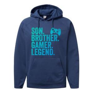 Funny Gaming Video Game Son Brother Gamer Legend Gift Performance Fleece Hoodie