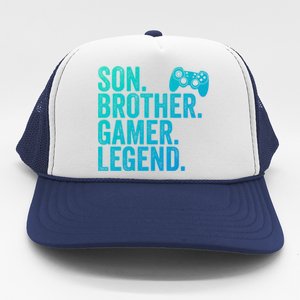 Funny Gaming Video Game Son Brother Gamer Legend Gift Trucker Hat