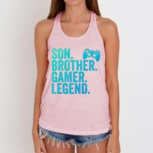 Funny Gaming Video Game Son Brother Gamer Legend Gift Women's Knotted Racerback Tank