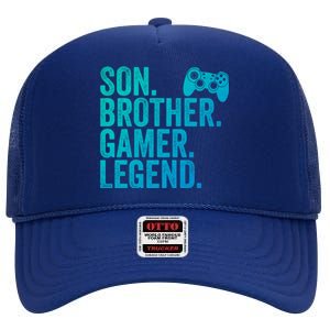 Funny Gaming Video Game Son Brother Gamer Legend Gift High Crown Mesh Back Trucker Hat