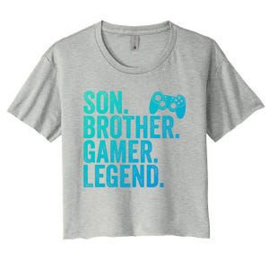 Funny Gaming Video Game Son Brother Gamer Legend Gift Women's Crop Top Tee