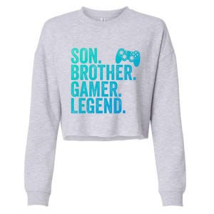 Funny Gaming Video Game Son Brother Gamer Legend Gift Cropped Pullover Crew