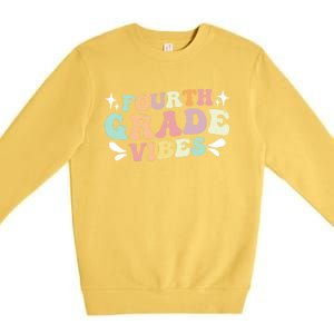 Fourth Grade Vibes Retro Teacher Students Cute Gift Premium Crewneck Sweatshirt