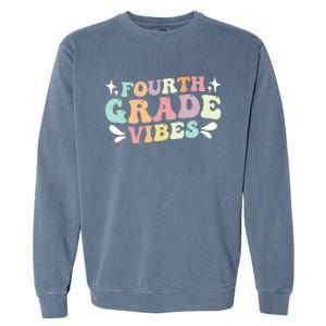 Fourth Grade Vibes Retro Teacher Students Cute Gift Garment-Dyed Sweatshirt