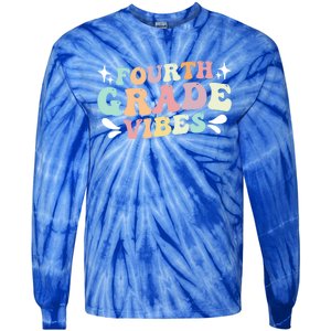 Fourth Grade Vibes Retro Teacher Students Cute Gift Tie-Dye Long Sleeve Shirt