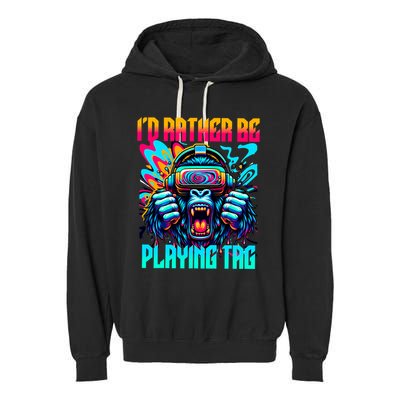 Funny Gorilla Vr Gamer Video Gamer Gaming Garment-Dyed Fleece Hoodie