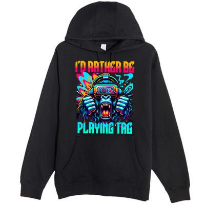 Funny Gorilla Vr Gamer Video Gamer Gaming Premium Pullover Hoodie