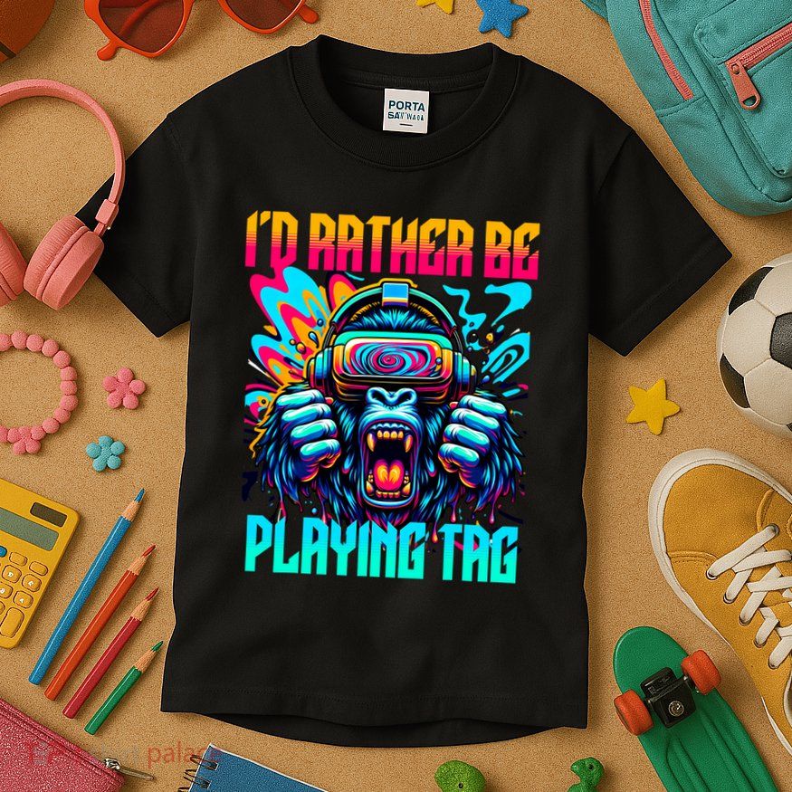 Funny Gorilla Vr Gamer Video Gamer Gaming Kids T-Shirt