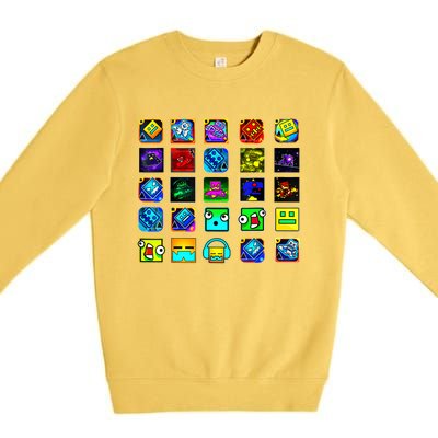 Full Geometry Video Game Gifts Funny Graphic Birthday Gifts Premium Crewneck Sweatshirt