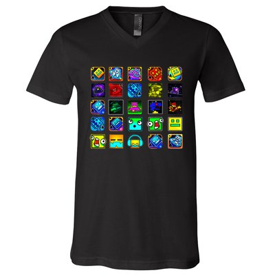 Full Geometry Video Game Gifts Funny Graphic Birthday Gifts V-Neck T-Shirt