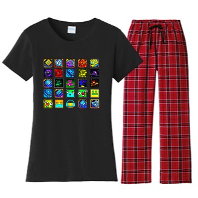 Full Geometry Video Game Gifts Funny Graphic Birthday Gifts Women's Flannel Pajama Set