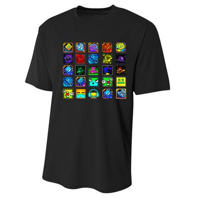 Full Geometry Video Game Gifts Funny Graphic Birthday Gifts Performance Sprint T-Shirt