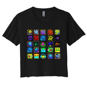 Full Geometry Video Game Gifts Funny Graphic Birthday Gifts Women's Crop Top Tee