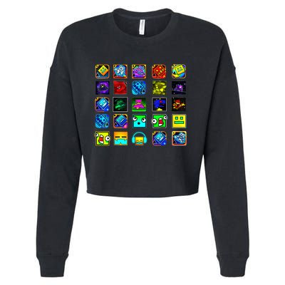 Full Geometry Video Game Gifts Funny Graphic Birthday Gifts Cropped Pullover Crew