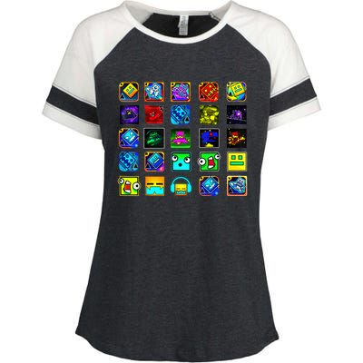 Full Geometry Video Game Gifts Funny Graphic Birthday Gifts Enza Ladies Jersey Colorblock Tee