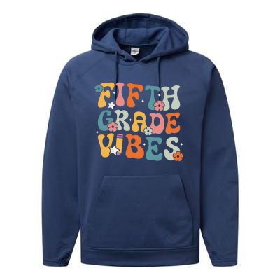 Fifth Grade Vibes Back To School Retro 5th Grade Teachers Performance Fleece Hoodie