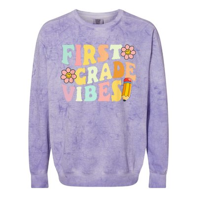 First Grade Vibes 1st Grade 1st Day Of School Teacher Colorblast Crewneck Sweatshirt