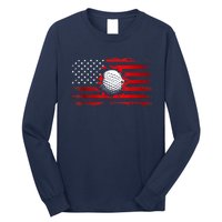 Funny Golfer Vintage Golf American Flag Golf Gift Long Sleeve Shirt