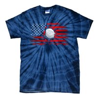 Funny Golfer Vintage Golf American Flag Golf Gift Tie-Dye T-Shirt