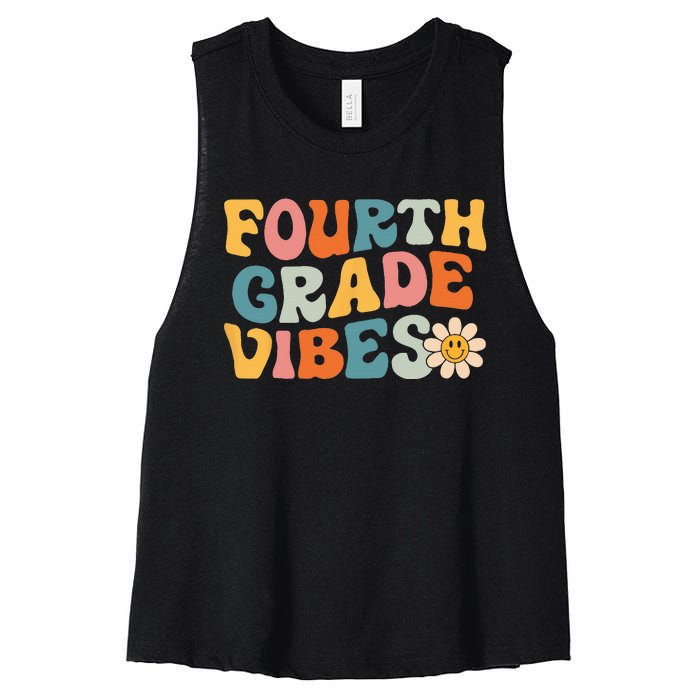 Fourth Grade Vibes 4th Grade Team Retro 1st Day of School Women's Racerback Cropped Tank