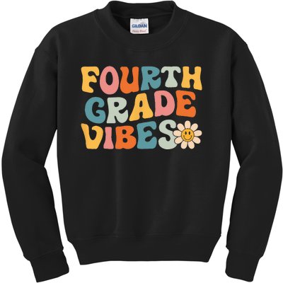 Fourth Grade Vibes 4th Grade Team Retro 1st Day of School Kids Sweatshirt