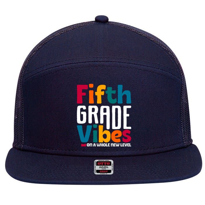 Fifth Grade Vibes Vintage 1st Day Of School Team 5th Grade 7 Panel Mesh Trucker Snapback Hat