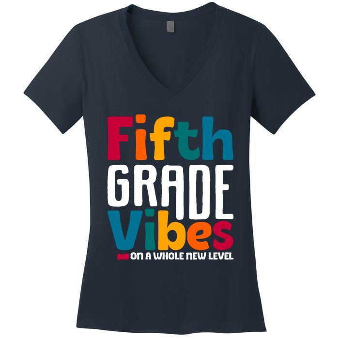 Fifth Grade Vibes Vintage 1st Day Of School Team 5th Grade Women's V-Neck T-Shirt