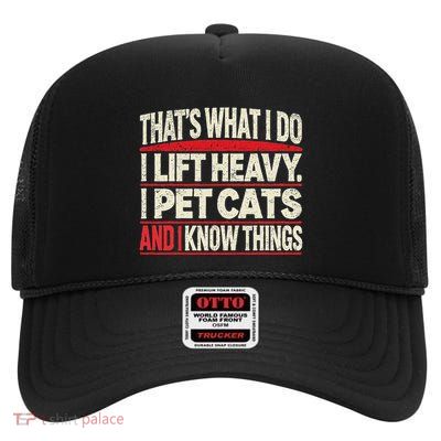 Funny Gym Workout Weightlifting Cat Animal Powerlifting High Crown Mesh Back Trucker Hat