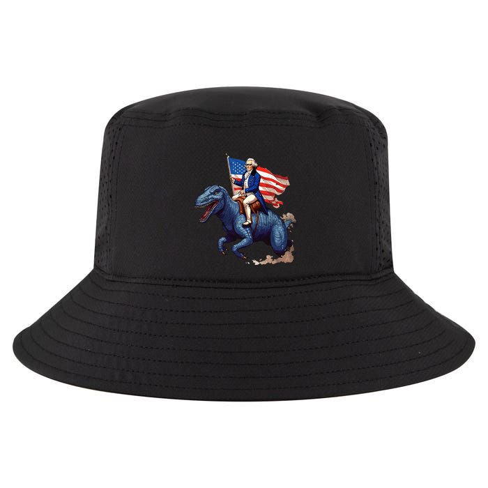 Funny George Washington Riding A Tyrannosaurus Rex Patriotic Cool Comfort Performance Bucket Hat