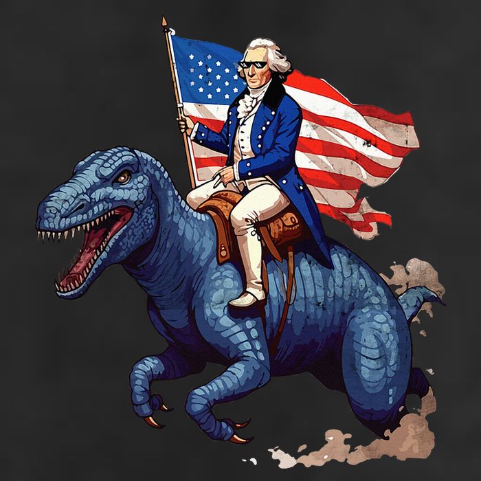 Funny George Washington Riding A Tyrannosaurus Rex Patriotic Cool Comfort Performance Bucket Hat