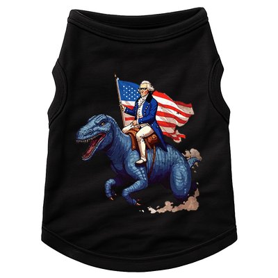 Funny George Washington Riding A Tyrannosaurus Rex Patriotic Doggie Tank