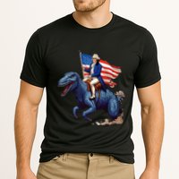 Funny George Washington Riding A Tyrannosaurus Rex Patriotic Cooling Performance Crew T-Shirt