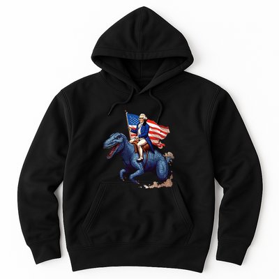 Funny George Washington Riding A Tyrannosaurus Rex Patriotic Hoodie