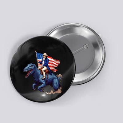 Funny George Washington Riding A Tyrannosaurus Rex Patriotic Button