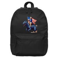 Funny George Washington Riding A Tyrannosaurus Rex Patriotic 16 in Basic Backpack