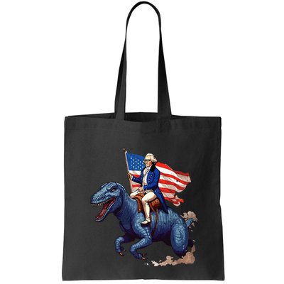 Funny George Washington Riding A Tyrannosaurus Rex Patriotic Bag