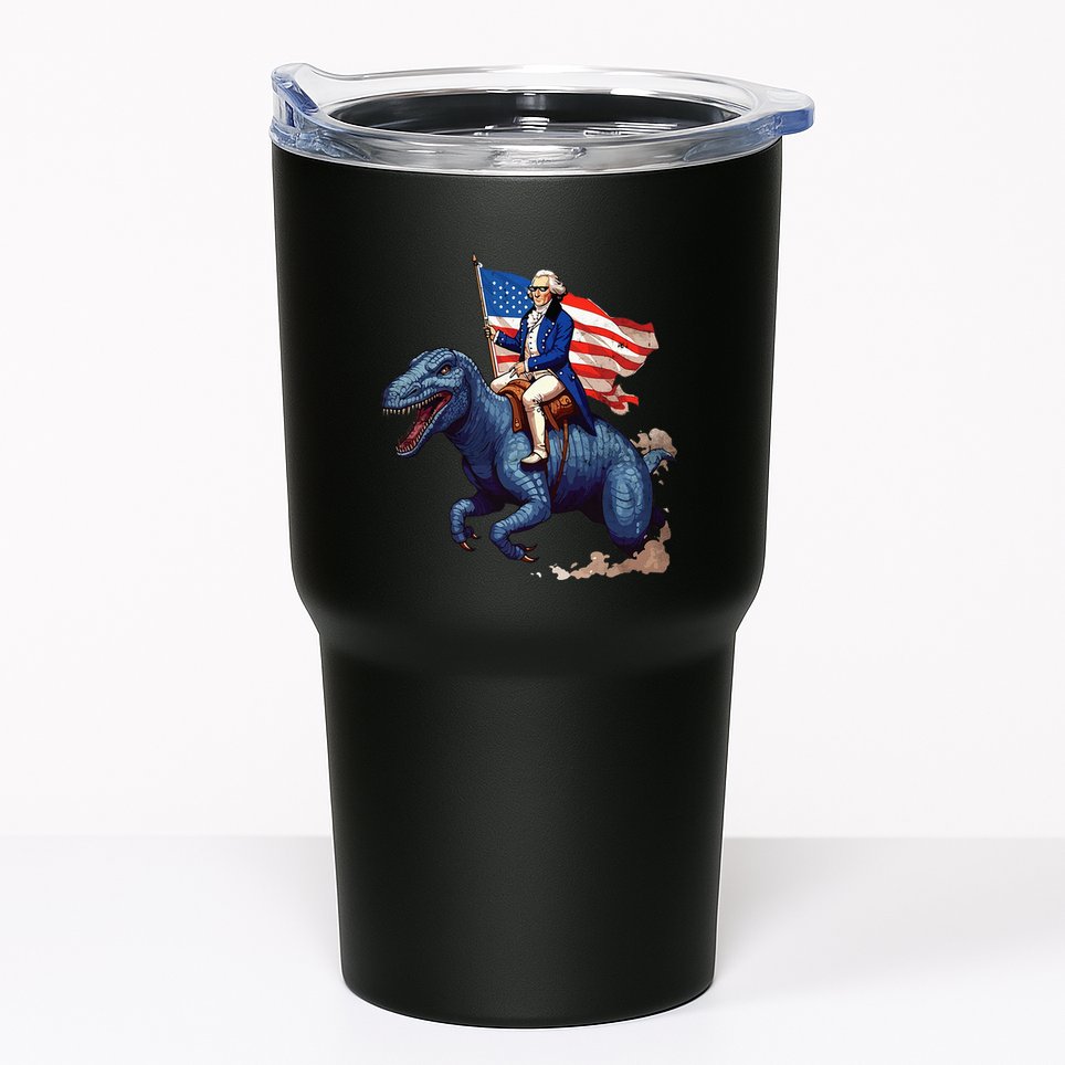 Funny George Washington Riding A Tyrannosaurus Rex Patriotic Tumbler