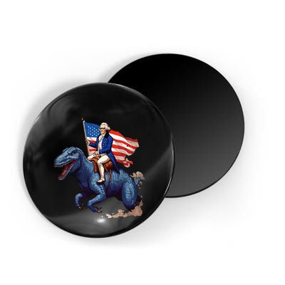 Funny George Washington Riding A Tyrannosaurus Rex Patriotic Magnet