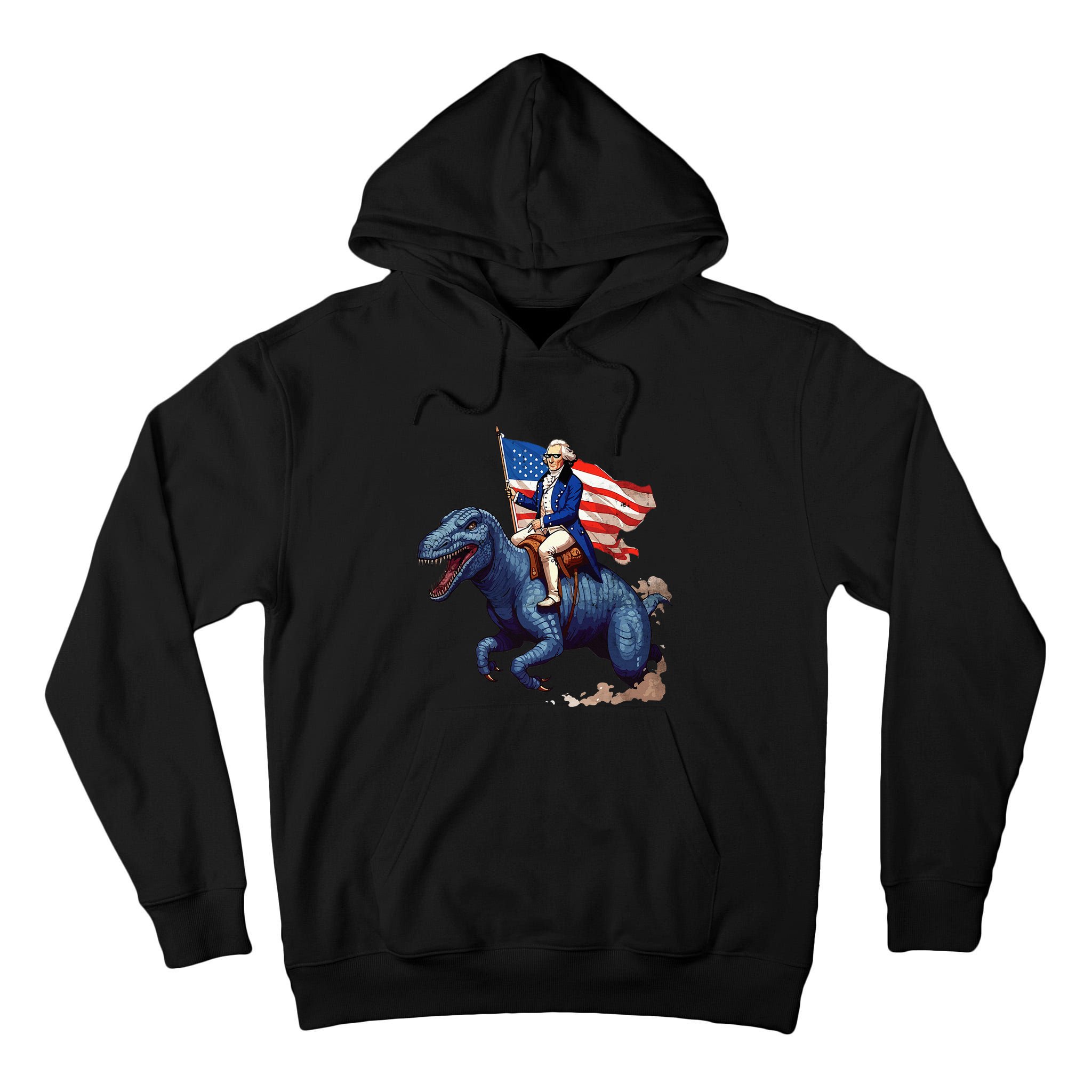 Funny George Washington Riding A Tyrannosaurus Rex Patriotic Tall Hoodie