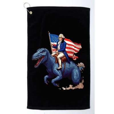 Funny George Washington Riding A Tyrannosaurus Rex Patriotic Golf Towel