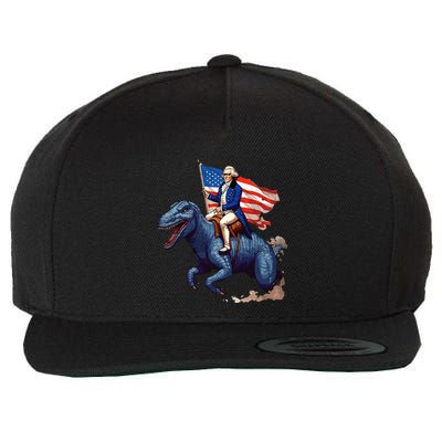 Funny George Washington Riding A Tyrannosaurus Rex Patriotic Wool Snapback Cap