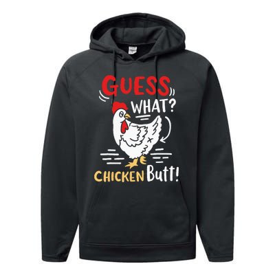 Funny Guess What Chicken Joke Performance Fleece Hoodie