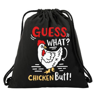 Funny Guess What Chicken Joke Drawstring Bag