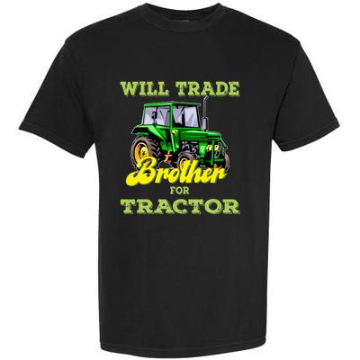 Farming Gift Will Trade Brother For Tractor Farmer Garment-Dyed Heavyweight T-Shirt